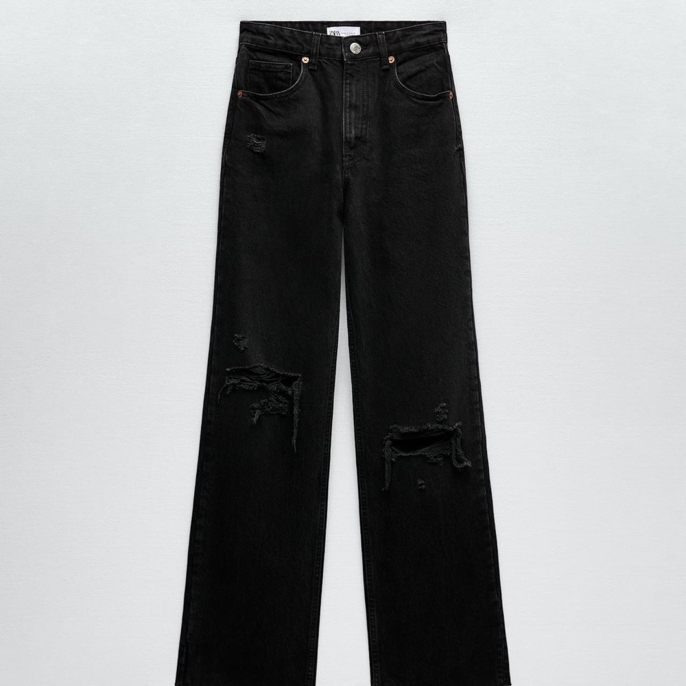 ZARA Ripped Wide Leg Jeans - Picture 6 of 13
